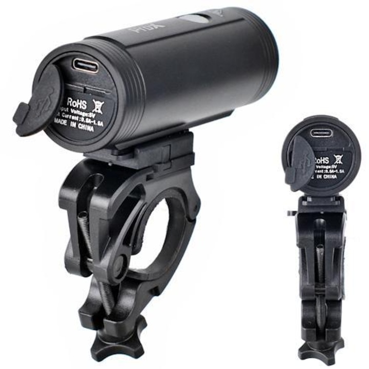 Lampa frontala PROX Spika 1100Lm, USB, 360° reglabila, IPX4, 32x97x38mm, set cu suport si cablu de incarcare