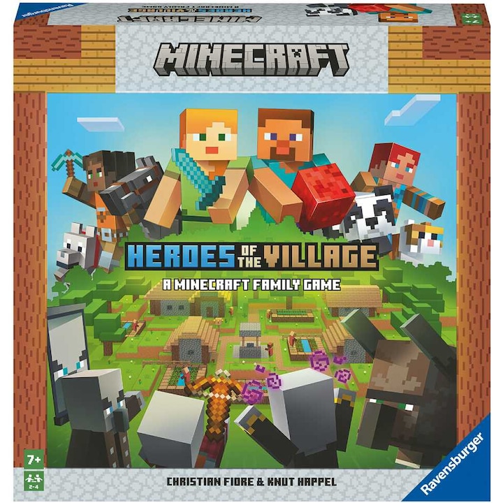 Настолна игра, Ravensburger, Minecraft Heroes, 2-4 играча, 20+ мин., 25 дървени блокчета, многоцветни