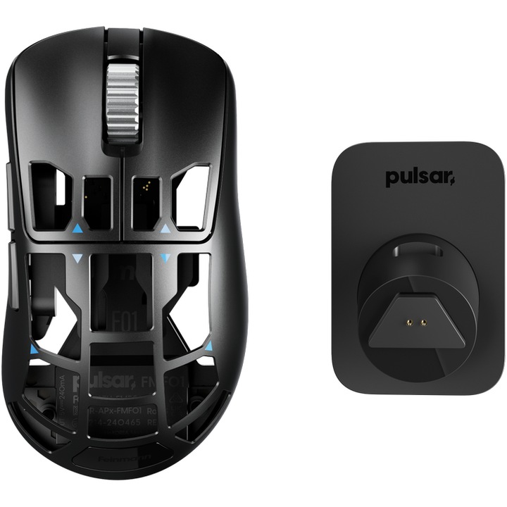 Pulsar Feinmann F01 egér, vezeték nélküli, 32000 DPI, fekete, 118,6x65,3x41,7 mm, szett 8K Hz-es Dongle-vel