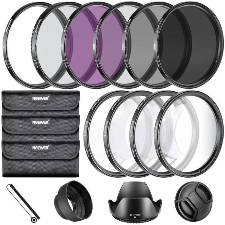 Set filtre pentru fotografii Neewer, (ND2, ND4, ND8, UV, CPL, FLD)