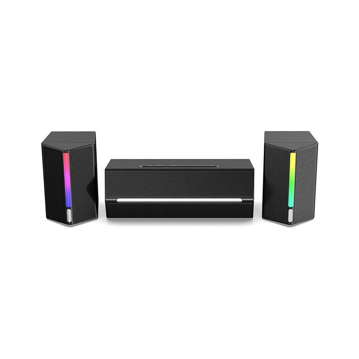 Boxe PC FiFine, AmpliGame A22 2.1, RGB, subwoofer, conectivitate Bluetooth, negru