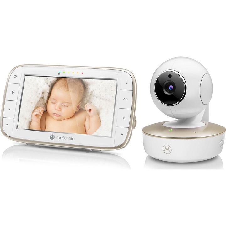 Babafigyelő kamera, Motorola, VM855 CONNECT 5.0, Wi-Fi, fehér, 300 m