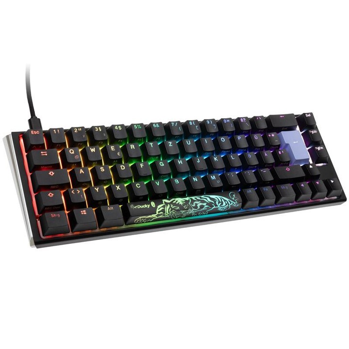 Tastatura Ducky One 3 Classic SF, mecanica, RGB LED, neagra/alba, 67 taste