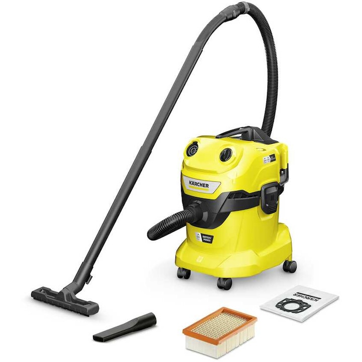 Прахосмукачка за мокро и сухо почистване Karcher WD 4-18, 20 л, маркуч 2,2 м, функция за издухване