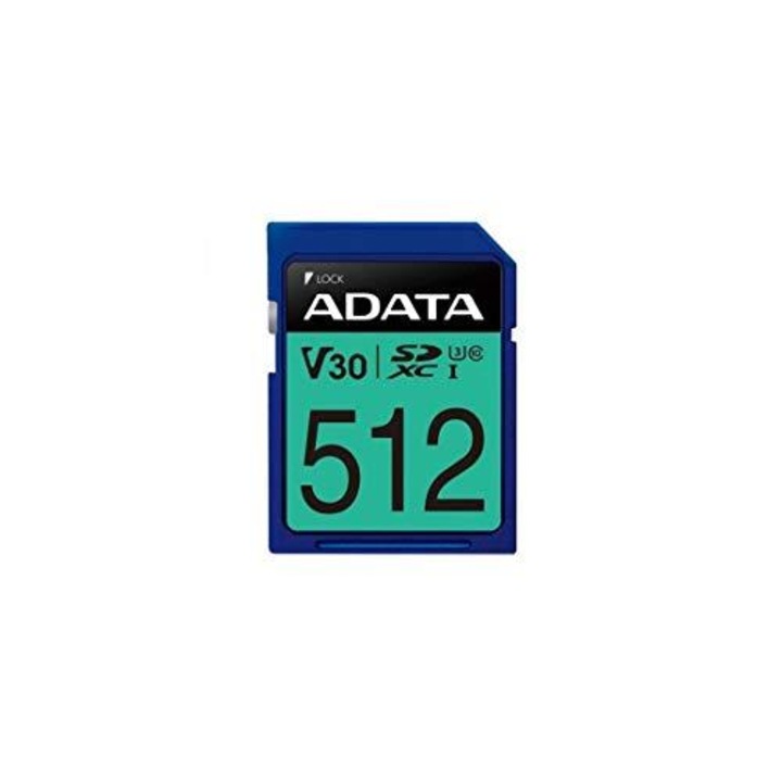 Card memorie ADATA 512GB SDXC UHS-I U3, viteze R/W 100x80MB/s