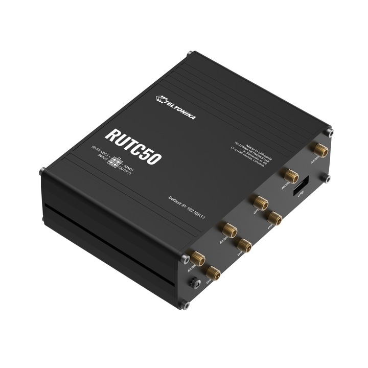Teltonika RUTC50 vezetéknélküli router Gigabit Ethernet Kétsávos (2,4 GHz / 5 GHz) 5G Fekete (RUTC5020B000)
