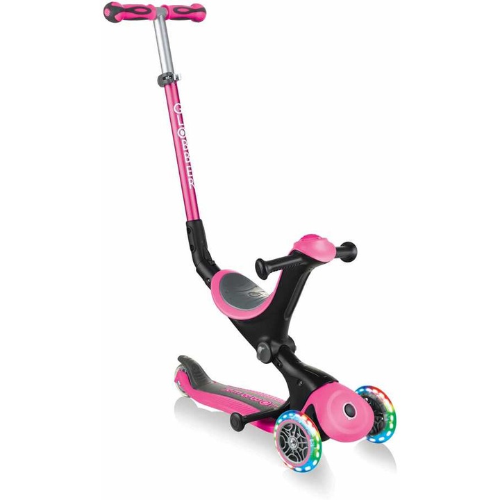 Globber Go Up Deluxe Lights Roller, 3 az 1-ben, piros, 15-36 hónap, 70-130 cm