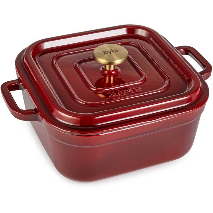 Zyle zománcozott edény, 4.5 l, 24x24 cm, piros, öntöttvas