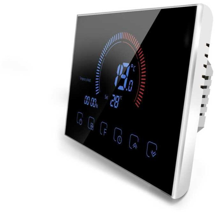 Rugós termosztát TR-8000-1WW, WIFI-vel, külső érzékelővel, 130x90x40,5mm, fekete
