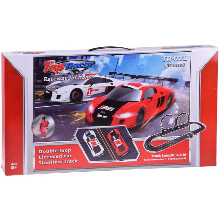 Комплект състезателна писта с 2 автомобила Audi 4.5м 10.5х2.5х4.5см за деца от 8 години