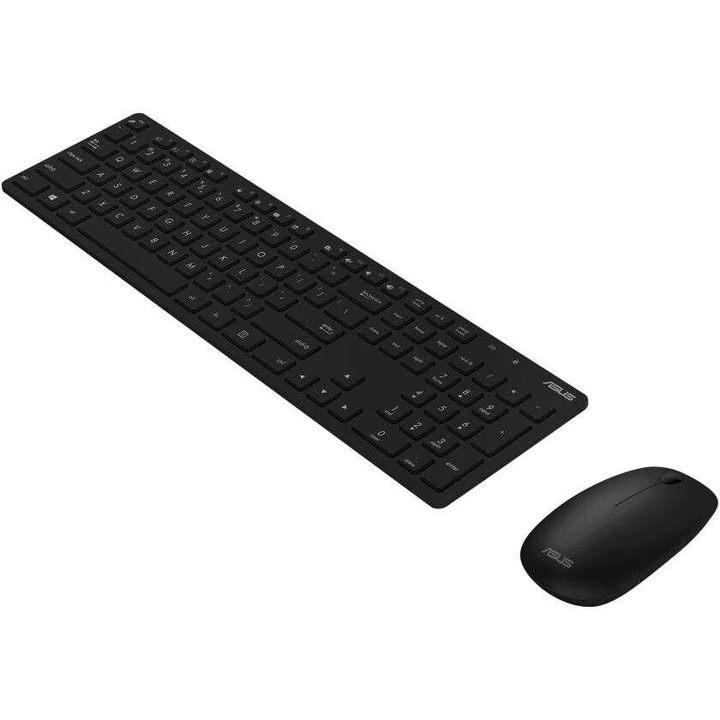 Tastatura wireless ASUS W5000, optic, 1600 dpi, neagra, set cu mouse inclus