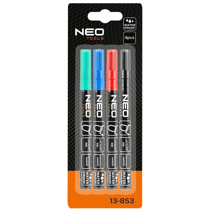 Set 4 markere, NEO TOOLS, 4 culori, 25x3mm
