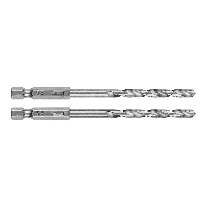 Set 2 wiertla metalice Hex 5.5 mm, Graphite, 5.5 mm, 113x57 mm