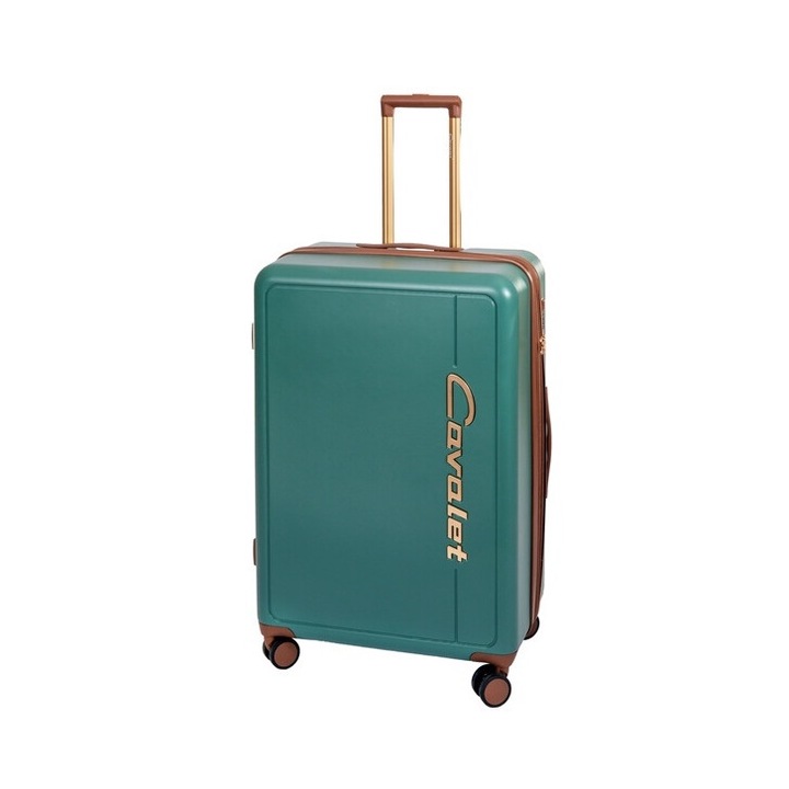 Troler Cavalet VIKEN, mare, verde, cu extensie, 4 roti duble, constructie ABS