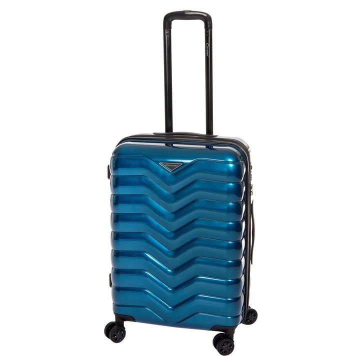 Bőrönd, Hardshell, ABS, 4 dupla kerék, TSA rendszer, kék