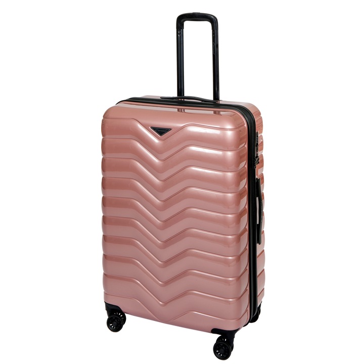 Nagy bőrönd SMYGEHUK L, rózsaszín, ABS, 4 dupla kerék, TSA rendszer