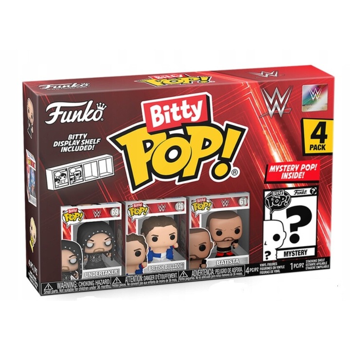 Комплект фигурки, Funko Bitty POP! WWE Undertaker, 2 см, 4 броя, многоцветни