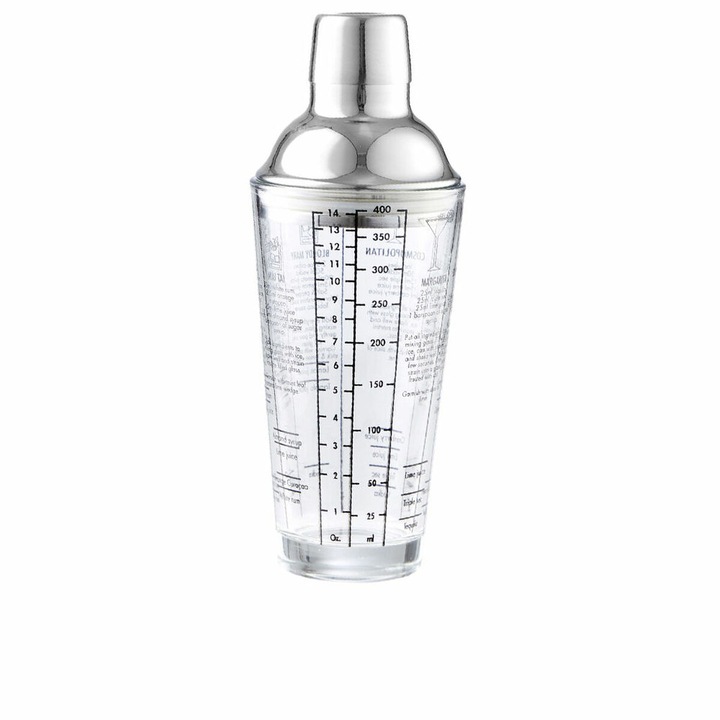 Cocktail Shaker, DAY USEFUL EVERYDAY, inox, 400 ml, argintiu/transparent