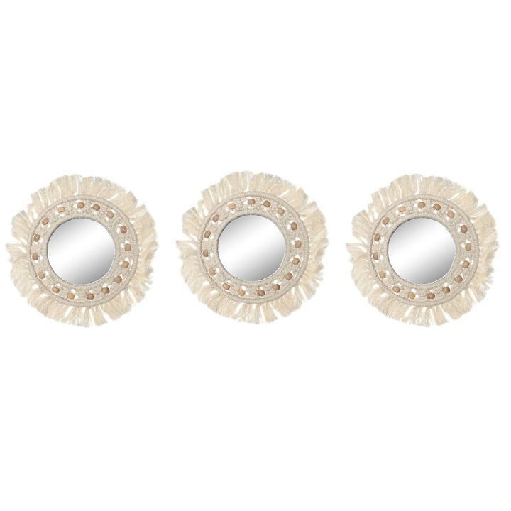 Esprit tükör, Boho, fehér, 20x1x20cm, 3 darabos szett