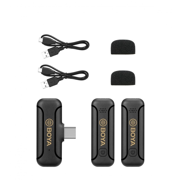 Безжичен микрофон Boya BY-WM3T2, 2 предавателя, USB-C, 10 часа автономност, 52x17.5x16.1mm, 8.5g