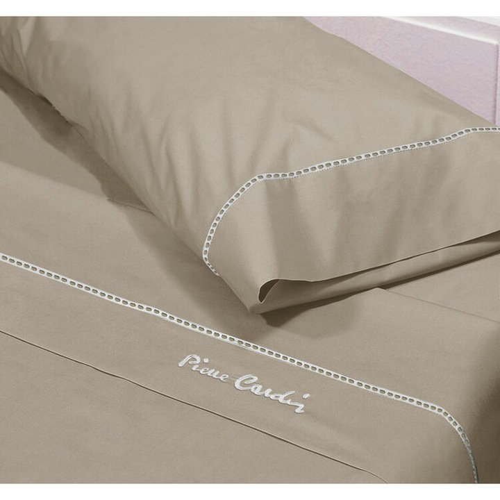 Set lenjerie de pat Pierre Cardin, Bumbac, 230x280/150x200 cm, Maro