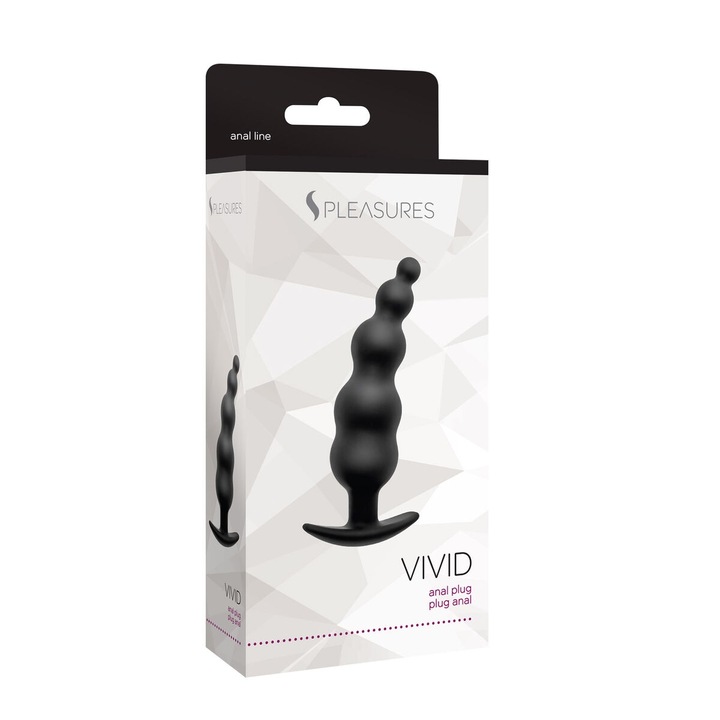 Plug anal S Pleasures, 10,5cm, silicon, negru