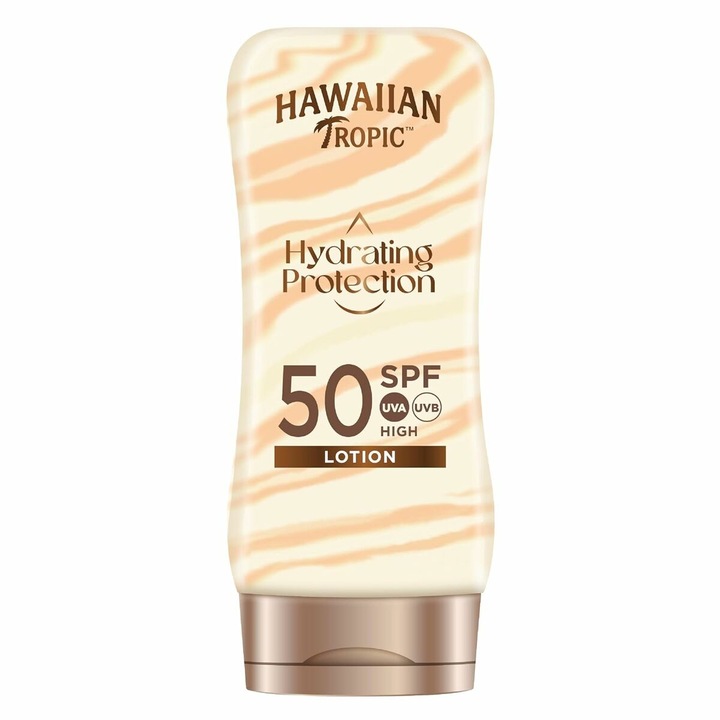 Lotion solara Hawaiian Tropic Silk Spf 50, 180 ml, pentru barbati si femei, hidratare, protectie solara