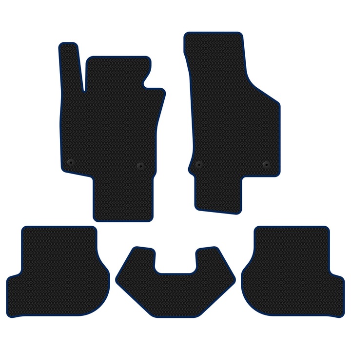 Set Covorase Auto dedicate Volkswagen Scirocco III (2008-2013) Hatchback all seasons perfect compatibile, 5 piese, Albastru / Negru