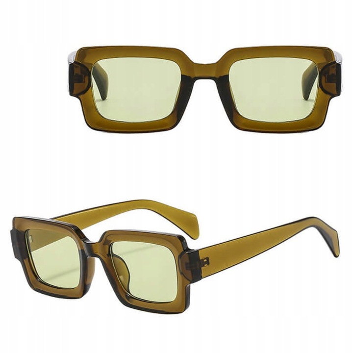 Ochelari de soare unisex STYLION UV400, rama din policarbonat verde, set cu etui si stergator