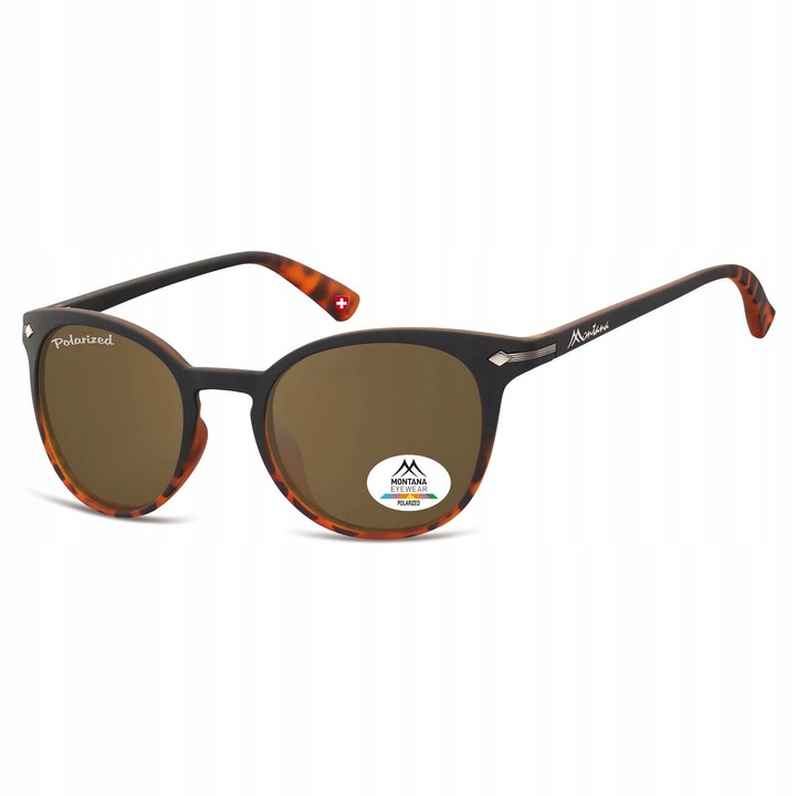 Дамски слънчеви очила Montana, поляризирани, черен цвят, размери 54x23 мм, комплект с калъф и кърпичка