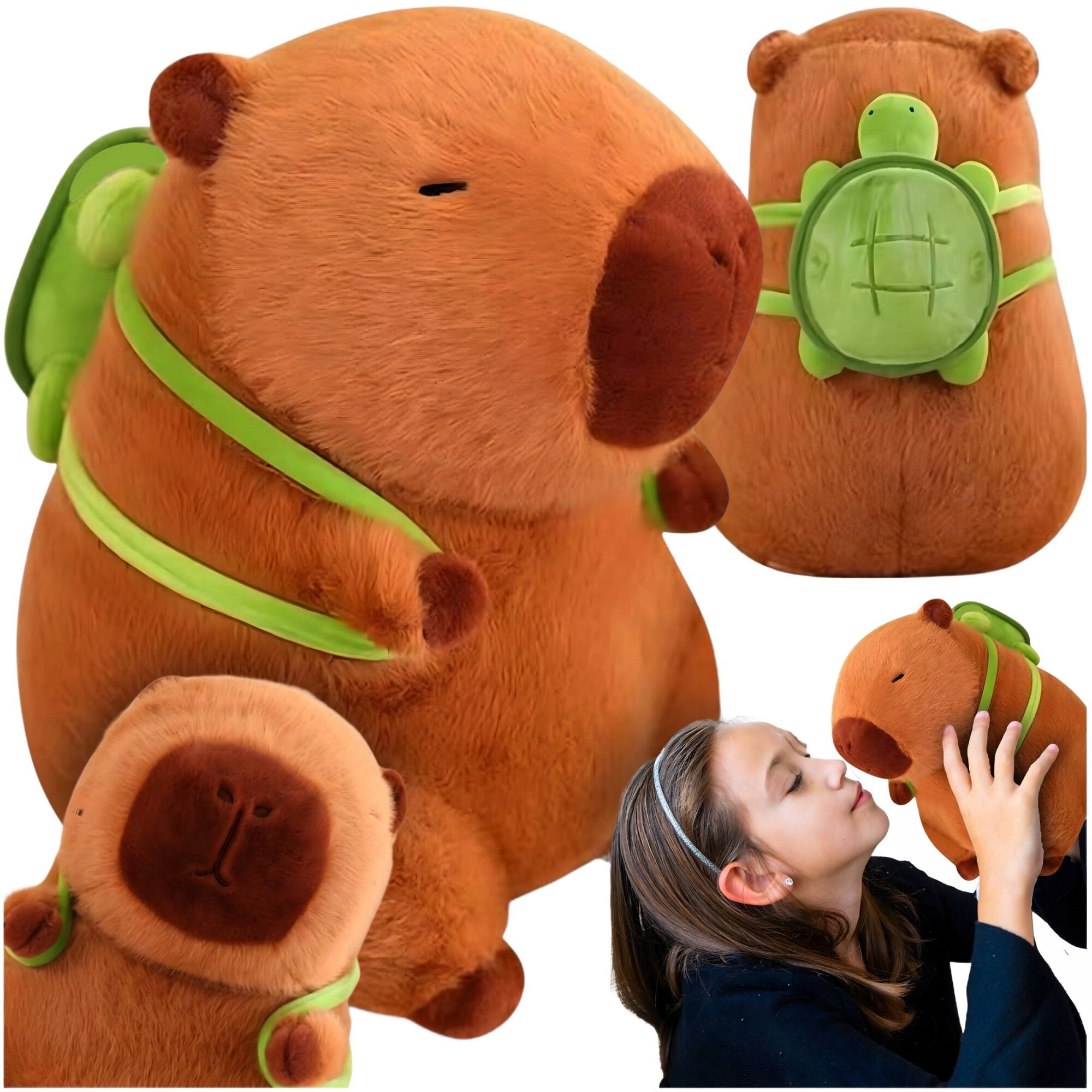 Capybara cu rucsac, plus, 40cm, mro, verde - eMAG.ro