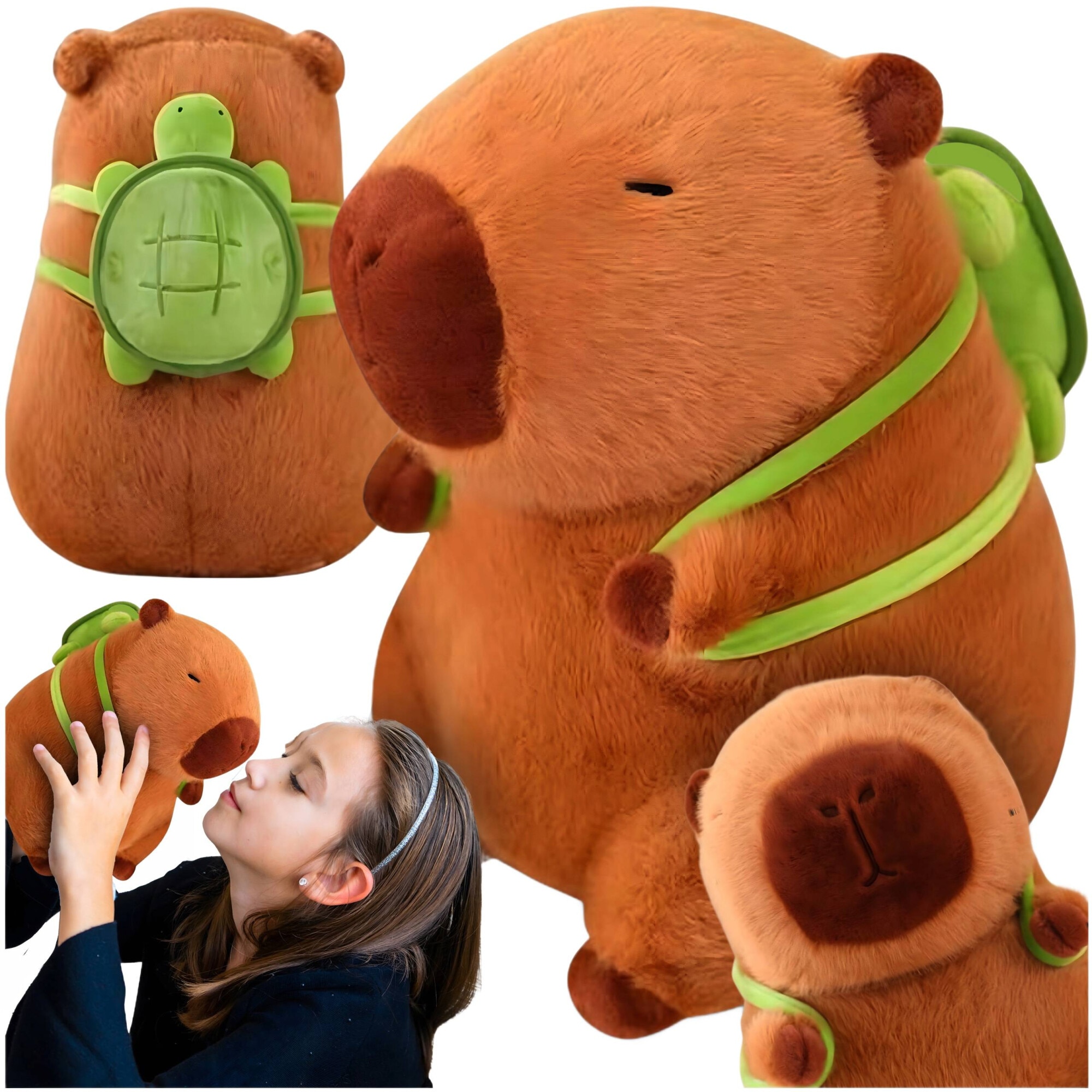 Capybara cu rucsac, plus, 40cm, mro, verde - eMAG.ro