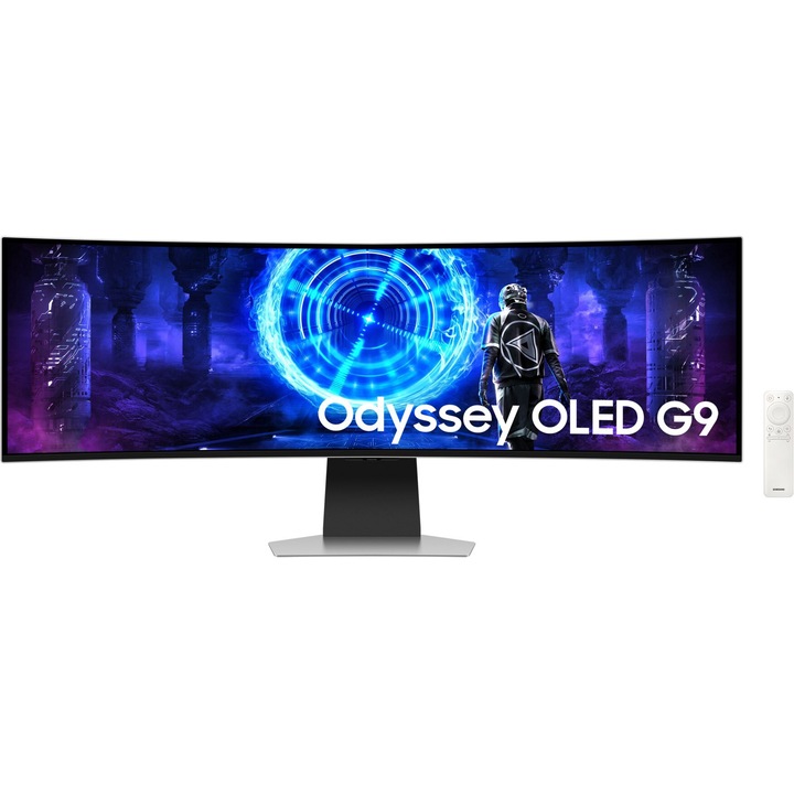 Монитор Samsung Odyssey OLED G95SD, 49", OLED, 5120 x 1440, 1 x DisplayPort 1.4, 1 x HDMI 2.1, Wi-Fi, 1 x USB Type-C Upstream, Bluetooth 5.2, 1 x Micro HDMI 2.1, 2 x USB 3.2 Gen 2 Type-C Downstream, Вграден високоговорител 10W