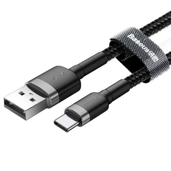 Cablu Baseus Cafule USB USB-C 3A 0.5m gri+negru