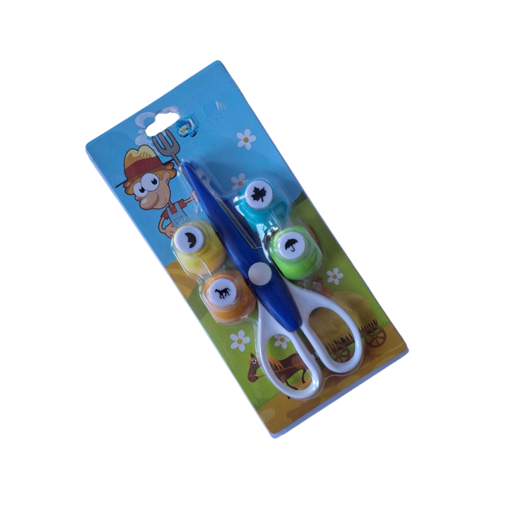 Set foarfece creative pentru copii JEF, cu perforatoare cu 4 gauri