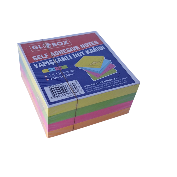 Note adezive GLOBOX, 75 X 75 mm, 400 coli, multicolore