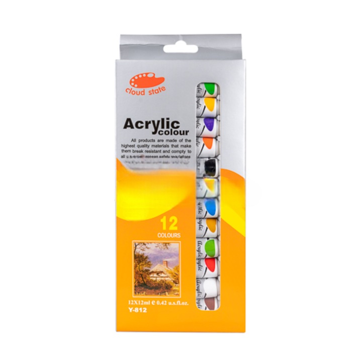 Акрилни бои CLOUD STATE, 12 цвята, 12ml