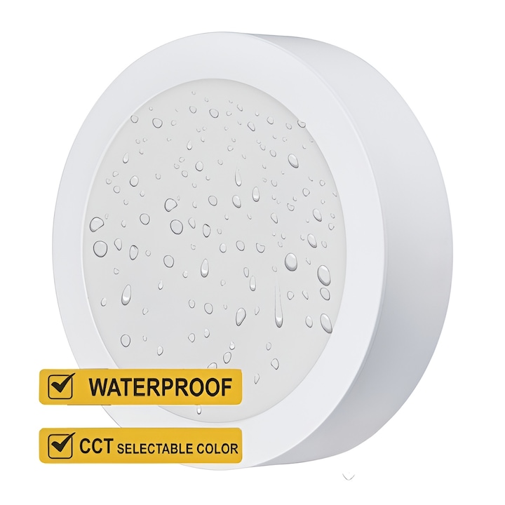 LED луна Lightex CARO N, Влагозащита, 220V, 18W, IP54, CCT, 1530lm, Ф170xH31mm, Бял