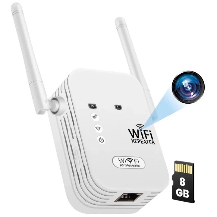 Безжичен усилвател на сигнала Шпионска камера iUni RP1, 8GB, Wi-Fi, Full HD, Сензор за движение