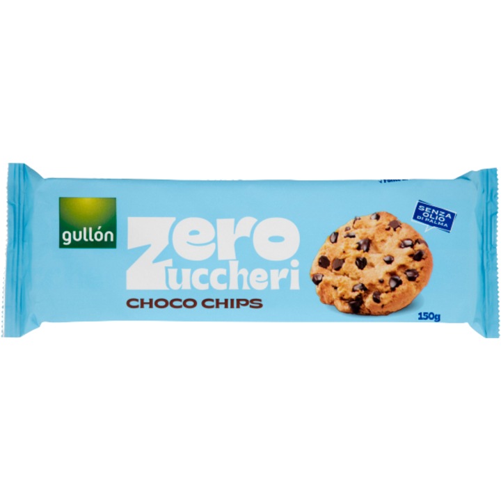 Biscuiti Choco Chips Zero Zucchero 150g, fara zahar, Gullon
