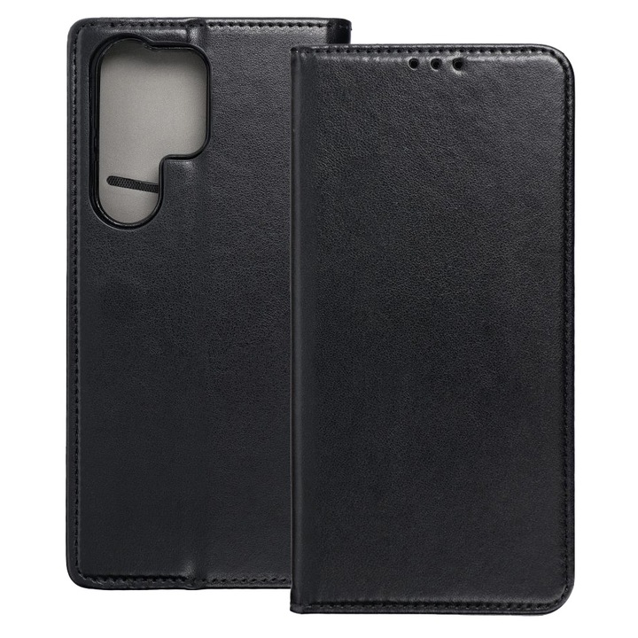 Husă telefon compatibilă cu Samsung Galaxy S26 Ultra 5G, tip carte, cu suport pentru carduri bancare, închidere magnetică, negru, Smart Magneto