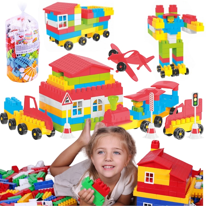 Set de constructie TechnoK, 130 elemente, multicolor, pentru dezvoltarea abilitatilor motorii si recunoasterea culorilor