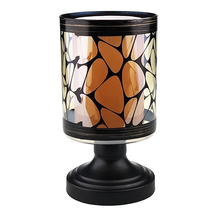 Сензорна лампа с щампован стъклен абажур, черна, 23 см, 1794H-1