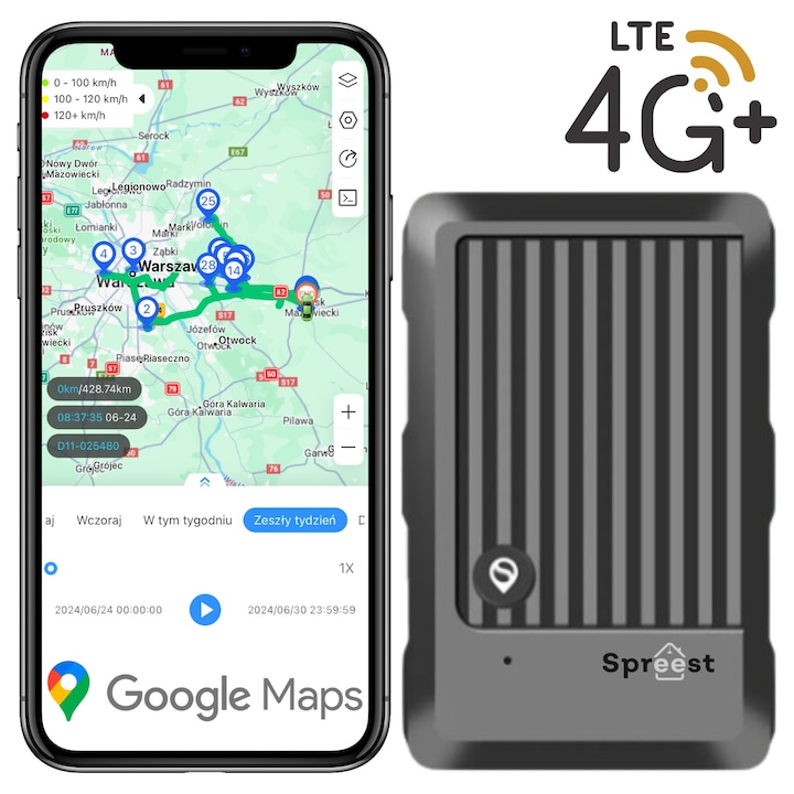 W18L-E 4G GPS локатор, проследяване в реално време, IP67 защита, 10000 mAh, размери 92x63x36mm