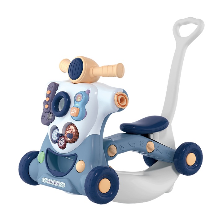 Jucarii de carucior pentru copii, 6 in 1, stabile si rezistente la cadere, design ergonomic, dezvoltare intelectuala, exercitiu de coordonare mana-ochi, versiune reincarcabila, albastru