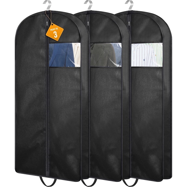 Huse de Depozitare si Calatorie Haine, Costume, Doctor Home, Material AirTech, 110 CM - Set 3 Bucati