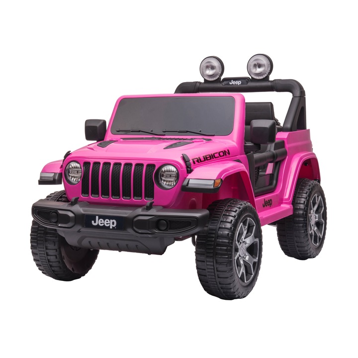 Masinuta electrica 4x4 Premier Jeep Wrangler Rubicon, 10.8V baterie Li-Ion, roti cauciuc EVA, scaun piele ecologica, roz