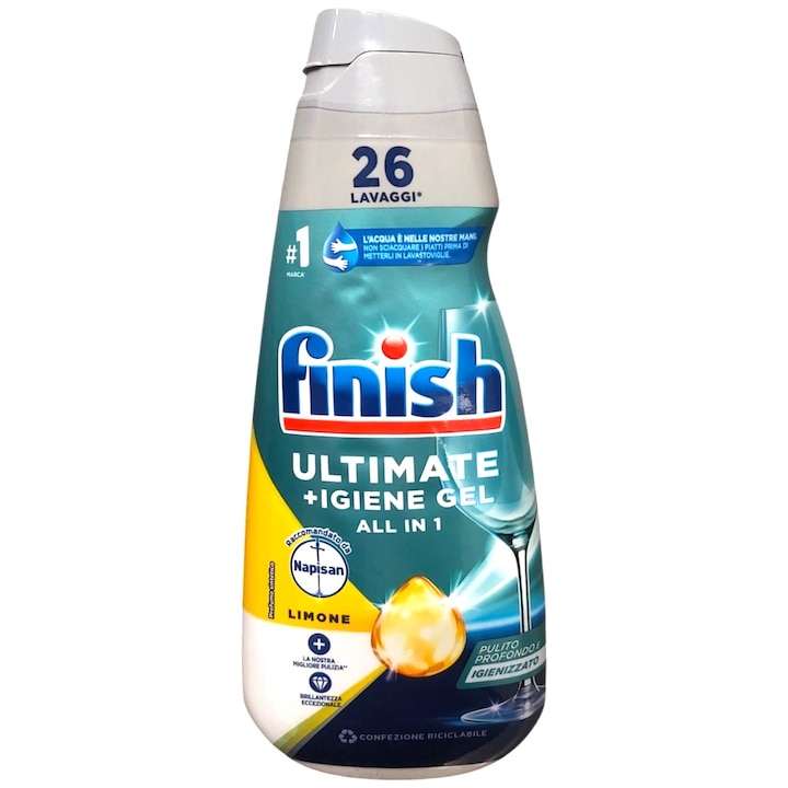 Finish All in One Ultimate Gel Lemon mosogatógépi mosogatószer, 26 mosás, 560 ml