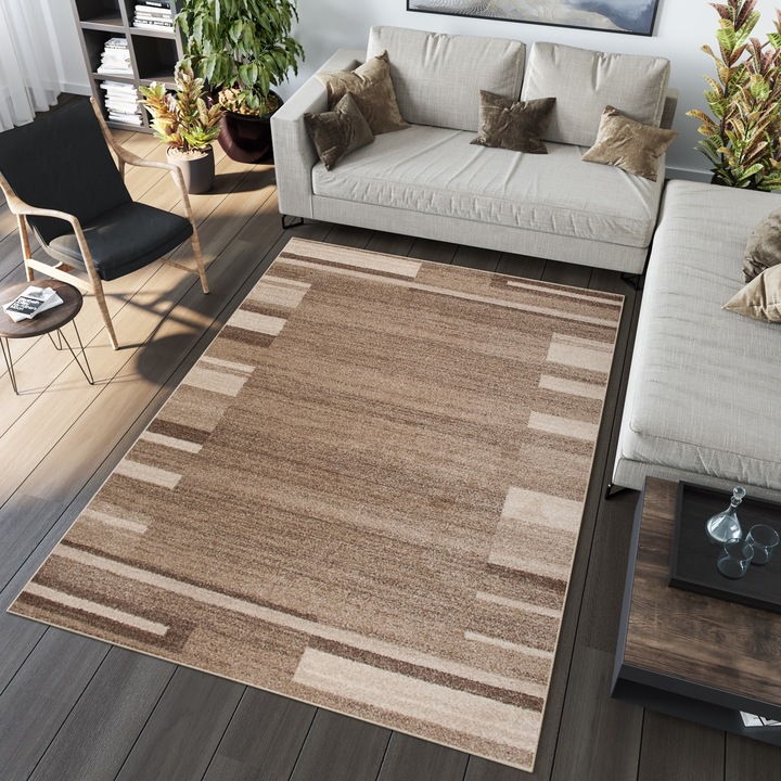 Covor, Tapiso, Sari, 3438AA, Dimensiune 180x260 cm, Inaltime Fir 10 mm, Densitate Fir 2200 g/m², Destinat Pentru Camera De Zi, Polipropilena, Bej