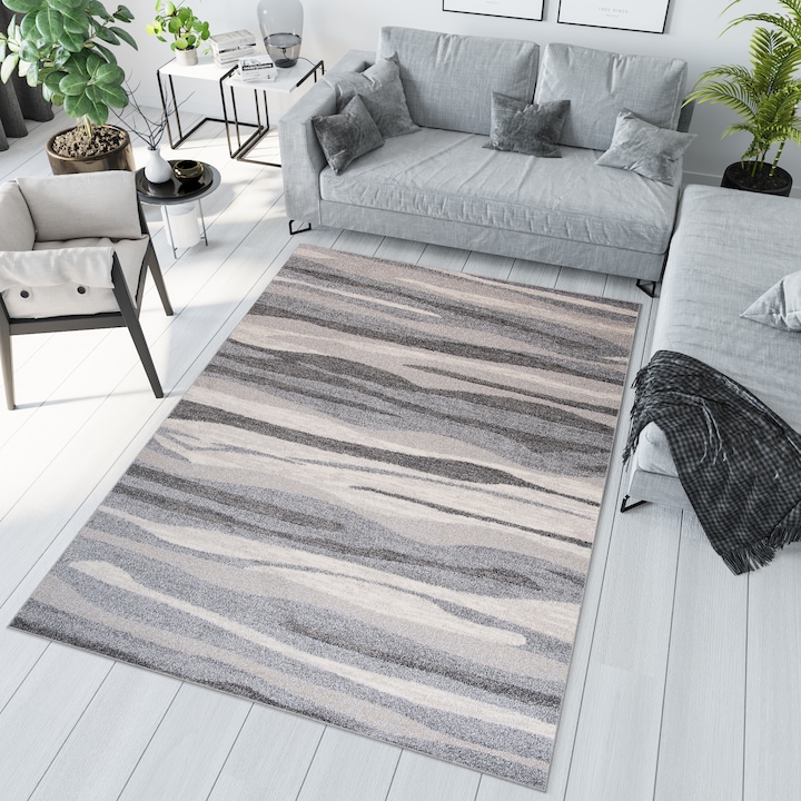 Килим, Tapiso, Sari, K186A, Размер 180x260 см, Височина на косъма 10 мм, Плътност на косъма 2200 г/м², Предназначен за всекидневна, Полипропилен, Сив